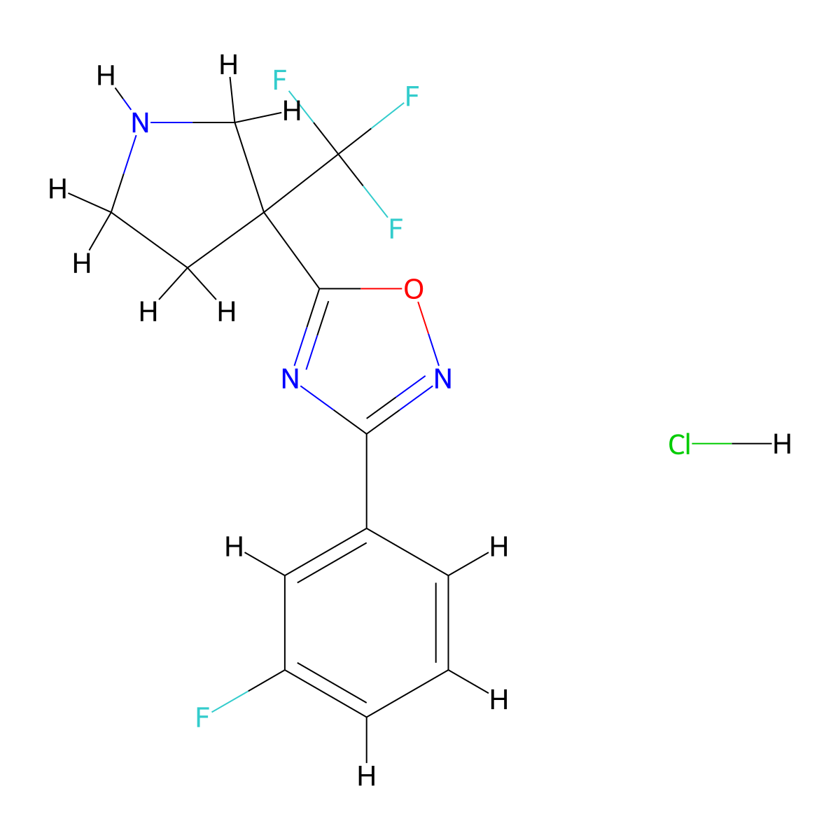 3-(3-Fluorophenyl)-5-[3-(trifluoromethyl)pyrrolidin-3-yl]-1,2,4-oxadiazole hydrochloride molecular structure, CAS 2060041-37-2