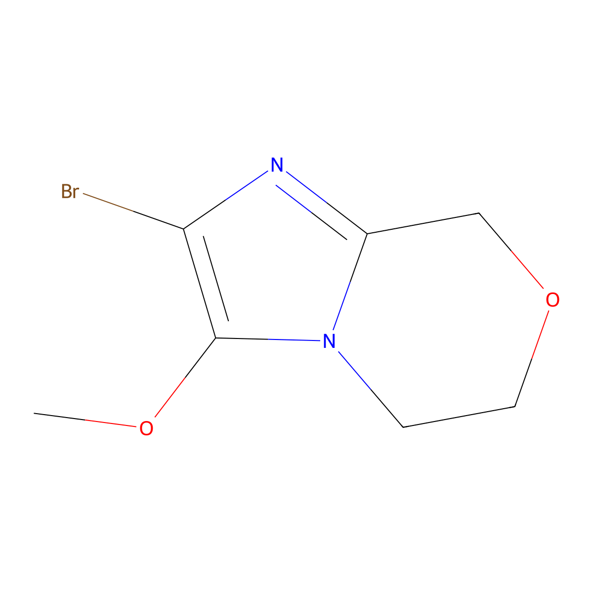2-Bromo-3-methoxy-5H,6H,8H-imidazo[2,1-c][1,4]oxazine molecular structure, CAS 2060041-38-3