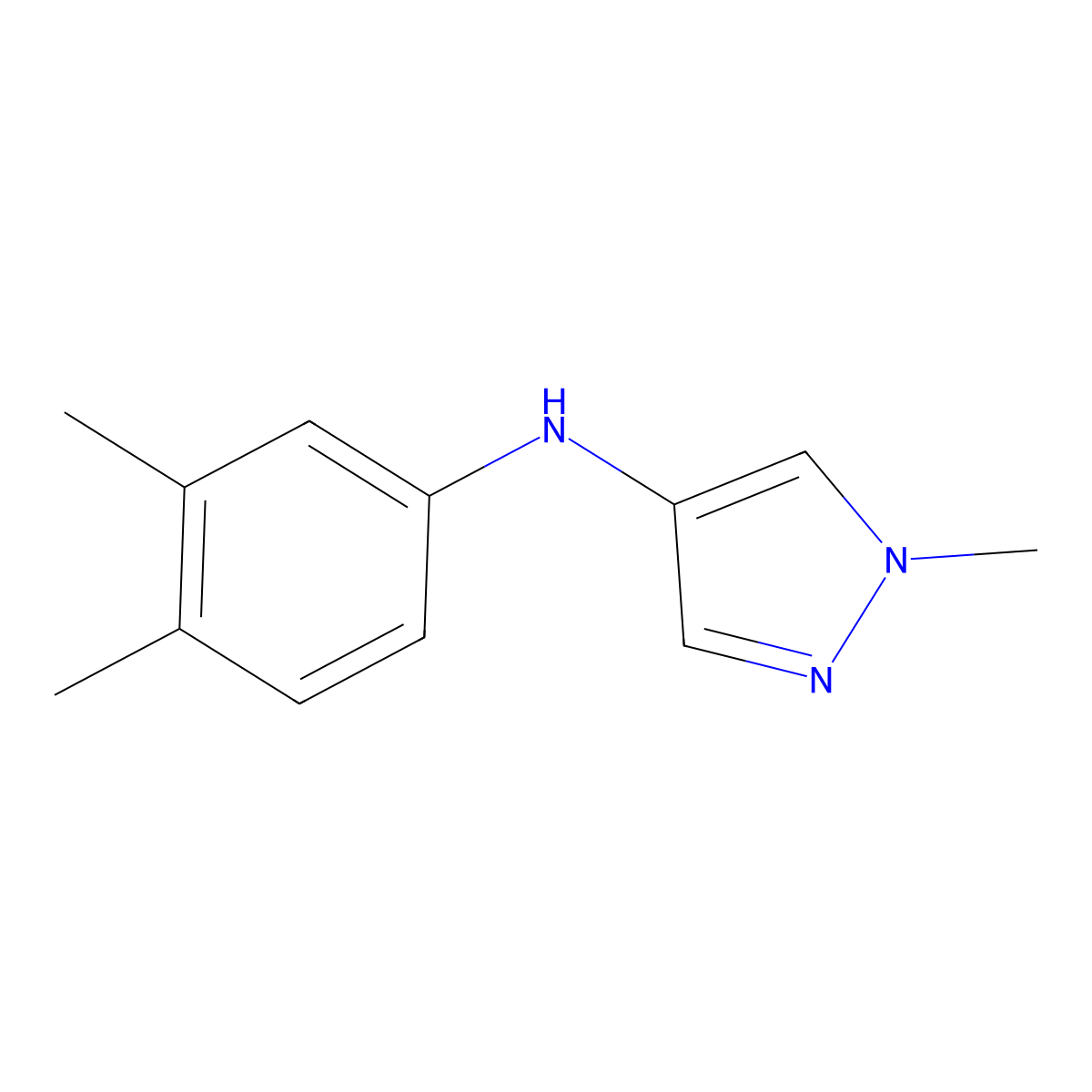 N-(3,4-Dimethylphenyl)-1-methyl-1H-pyrazol-4-amine molecular structure, CAS 2060041-41-8