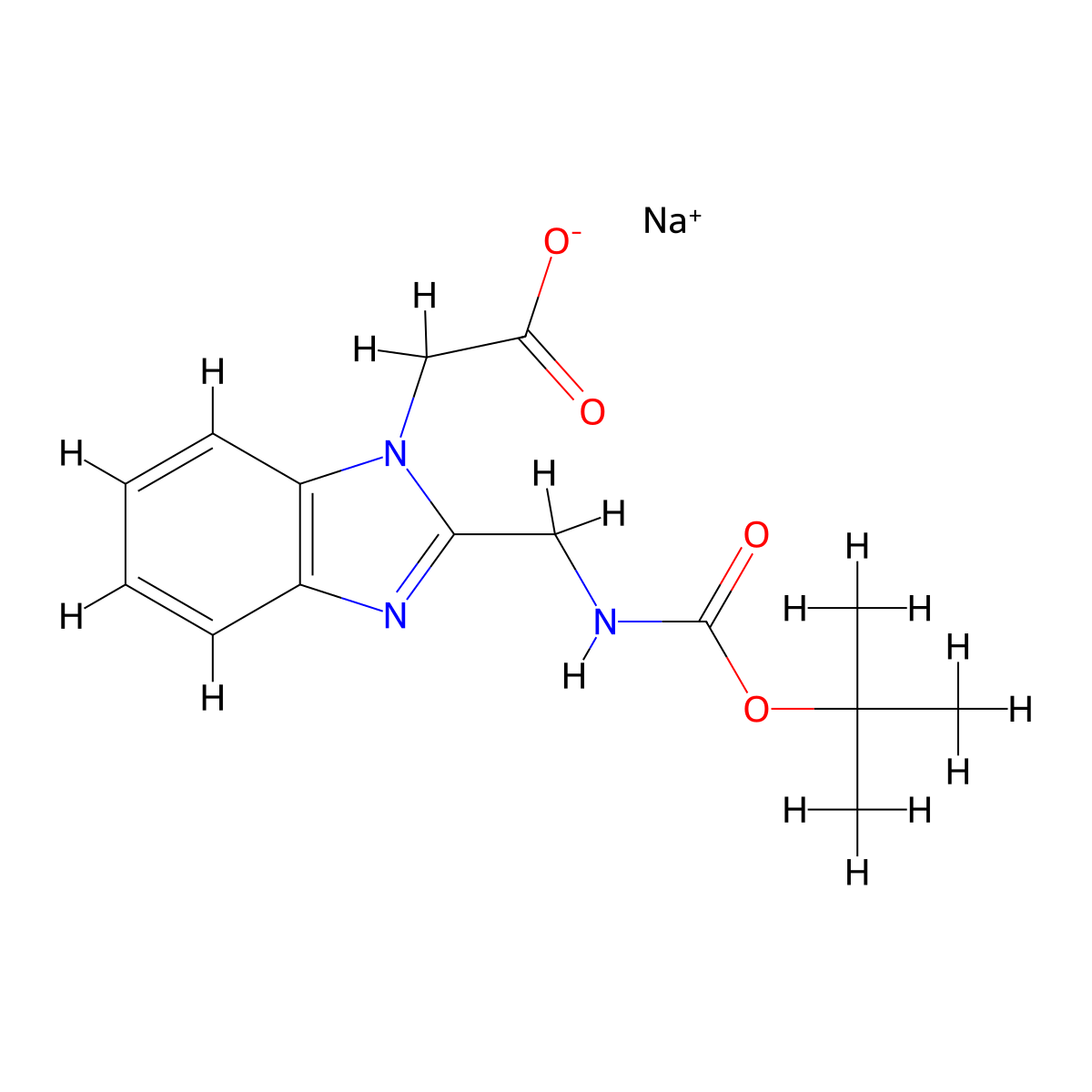 sodium 2-(2-((((tert-butoxy)carbonyl)amino)methyl)-1H-1,3-benzodiazol-1-yl)acetate molecular structure, CAS 2060041-43-0