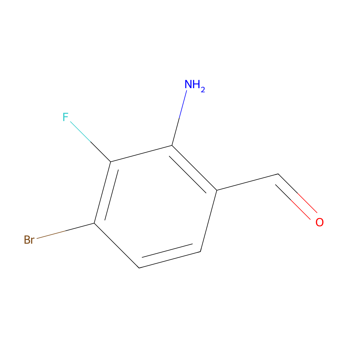 2-Amino-4-bromo-3-fluorobenzaldehyde molecular structure, CAS 2060041-53-2