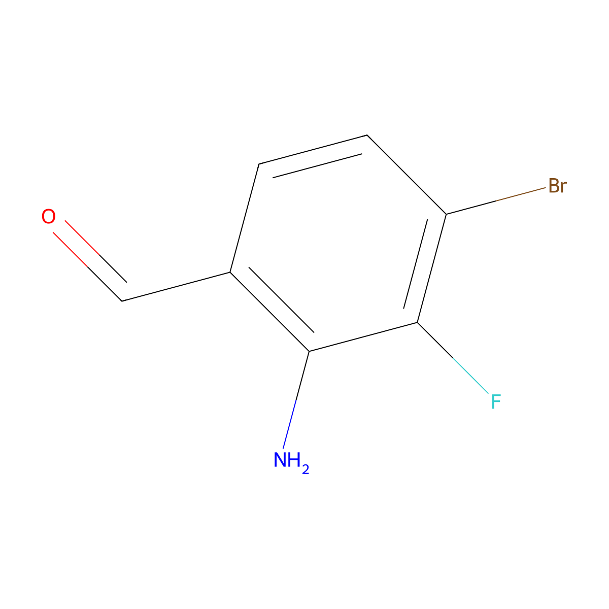 2-Amino-4-bromo-3-fluorobenzaldehyde molecular structure, CAS 2060041-53-2