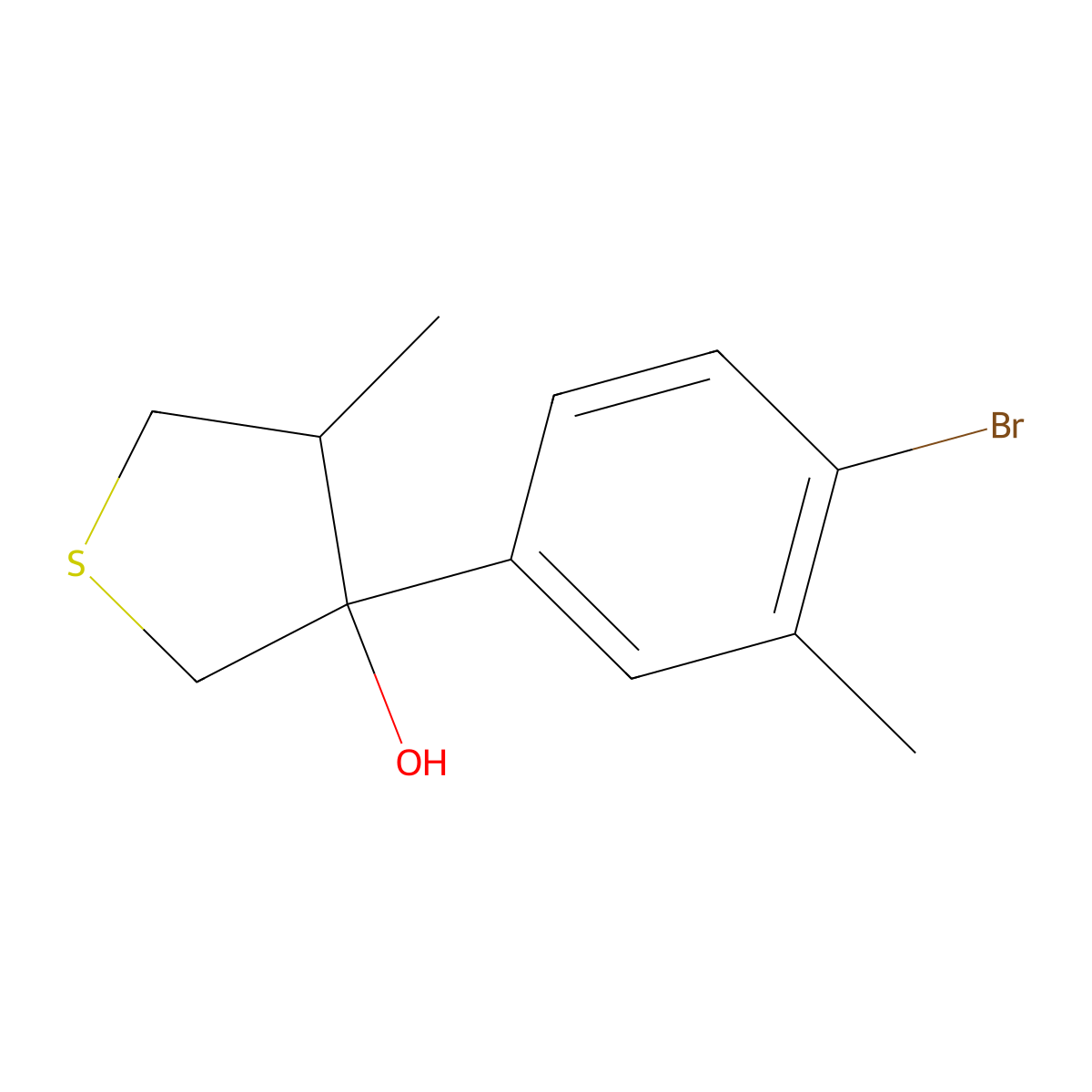 3-(4-Bromo-3-methylphenyl)-4-methylthiolan-3-ol molecular structure, CAS 2060041-61-2