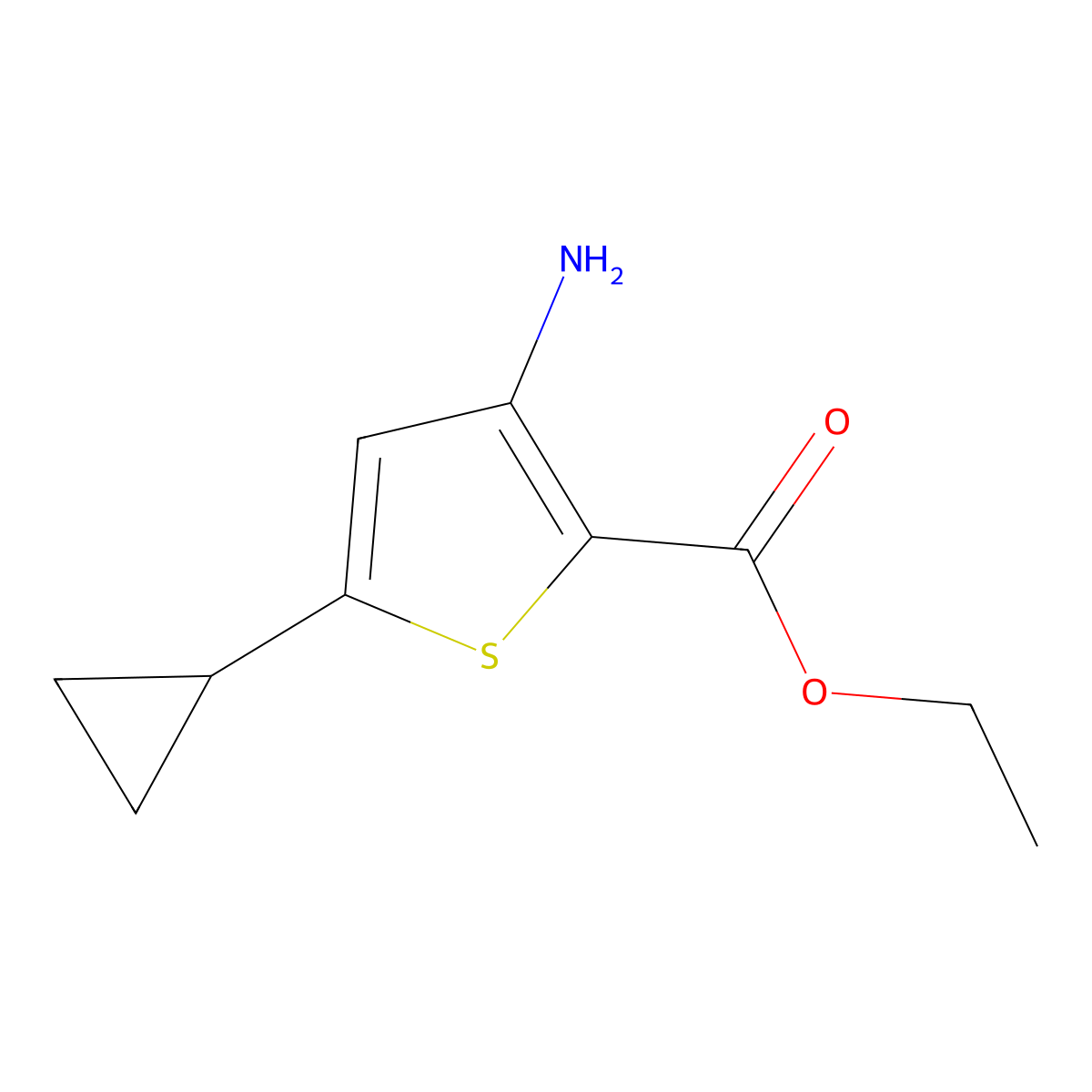 Ethyl 3-amino-5-cyclopropylthiophene-2-carboxylate molecular structure, CAS 2060041-84-9