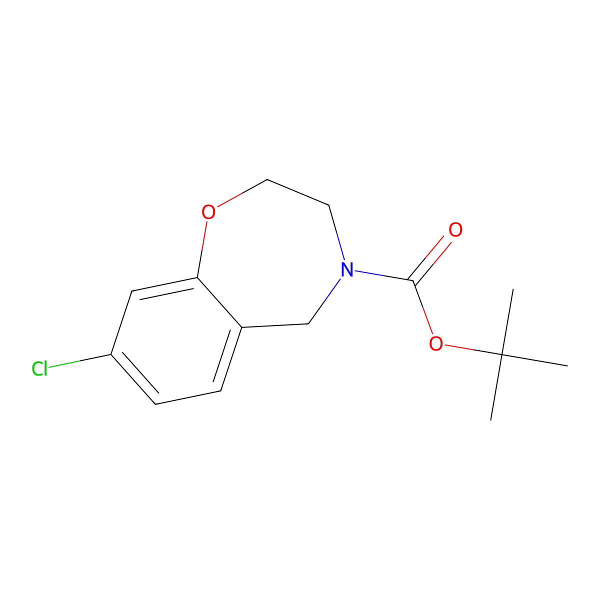 tert-Butyl 8-chloro-2,3,4,5-tetrahydro-1,4-benzoxazepine-4-carboxylate molecular structure, CAS 2060041-85-0