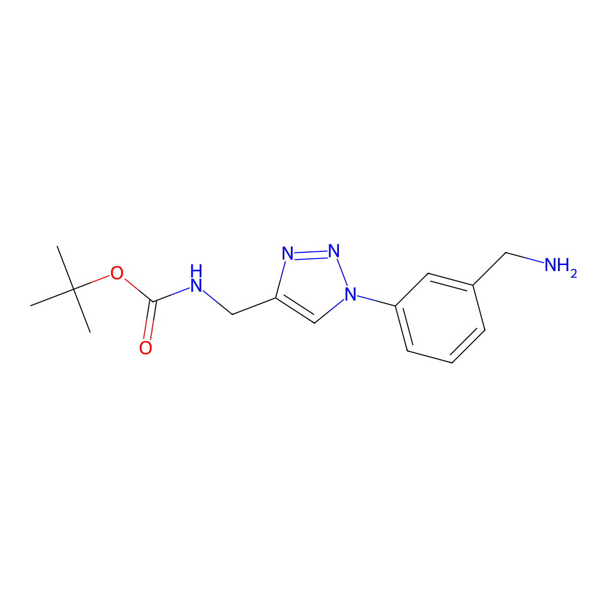 tert-butyl N-({1-[3-(aminomethyl)phenyl]-1H-1,2,3-triazol-4-yl}methyl)carbamate molecular structure, CAS 2060041-97-4
