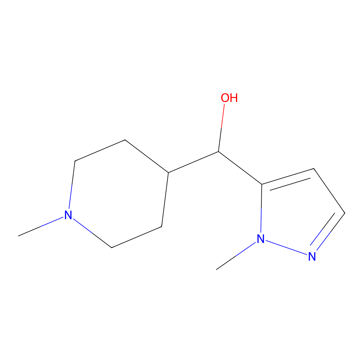 (1-Methyl-1H-pyrazol-5-yl)(1-methylpiperidin-4-yl)methanol molecular structure, CAS 2060042-08-0