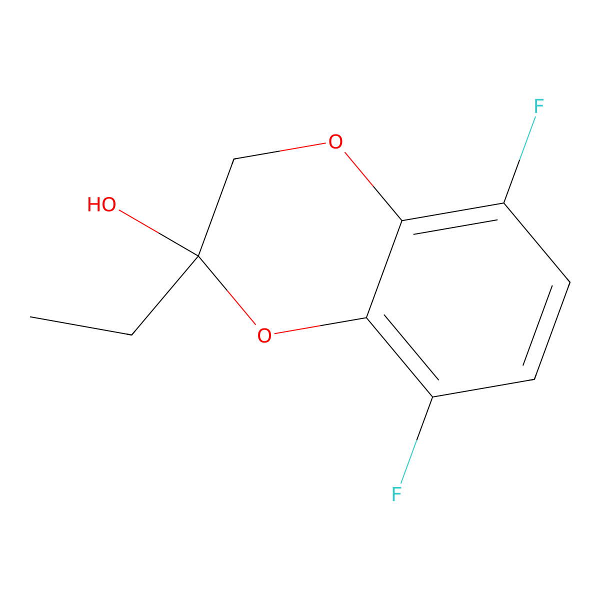 2-Ethyl-5,8-difluoro-2,3-dihydro-1,4-benzodioxin-2-ol molecular structure, CAS 2060042-15-9