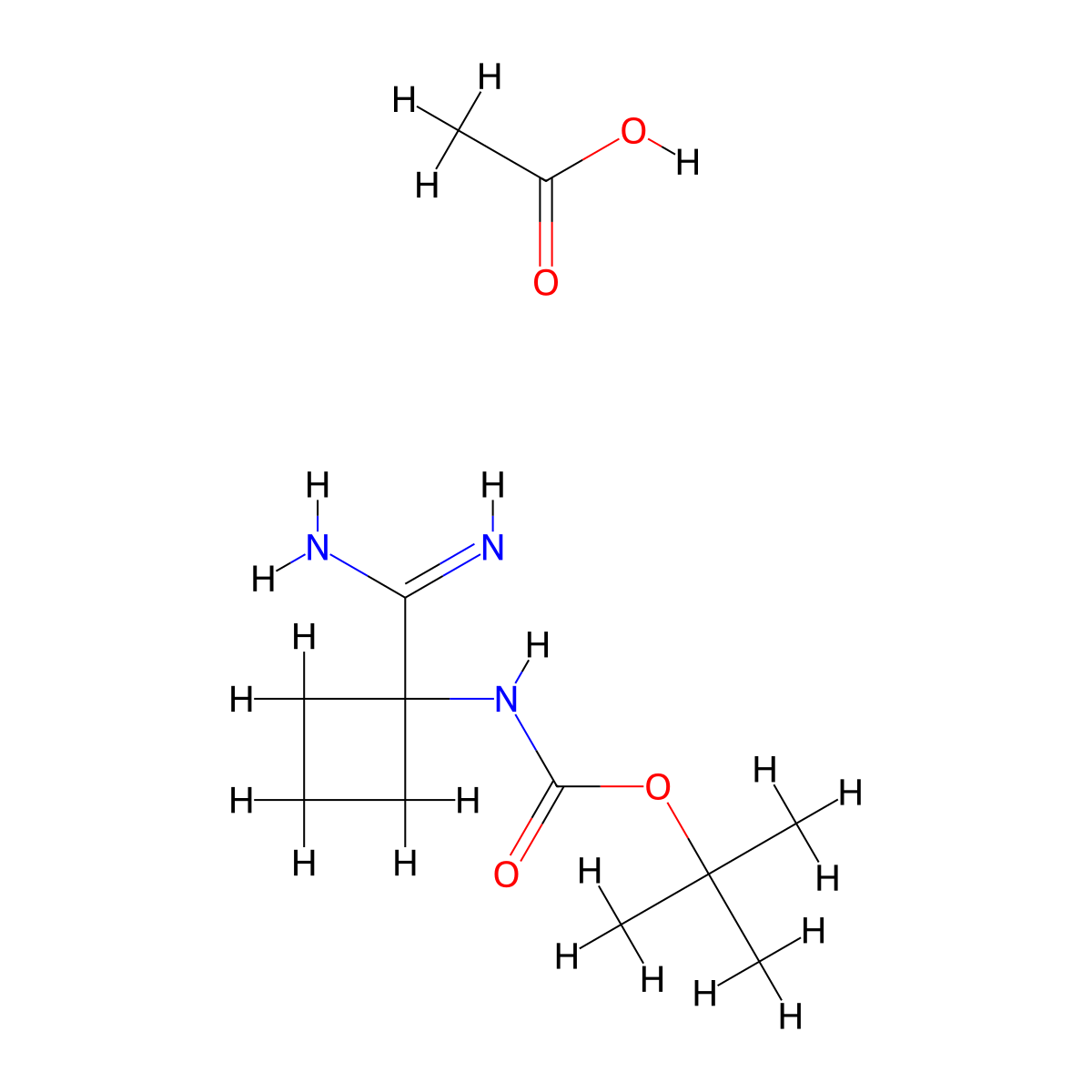 acetic acid; tert-butyl N-(1-carbamimidoylcyclobutyl)carbamate molecular structure, CAS 2060042-17-1