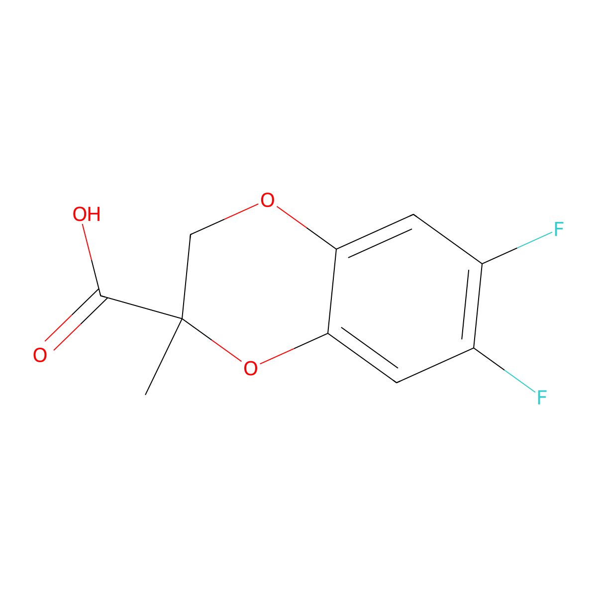 6,7-Difluoro-2-methyl-2,3-dihydro-1,4-benzodioxine-2-carboxylic acid molecular structure, CAS 2060042-25-1