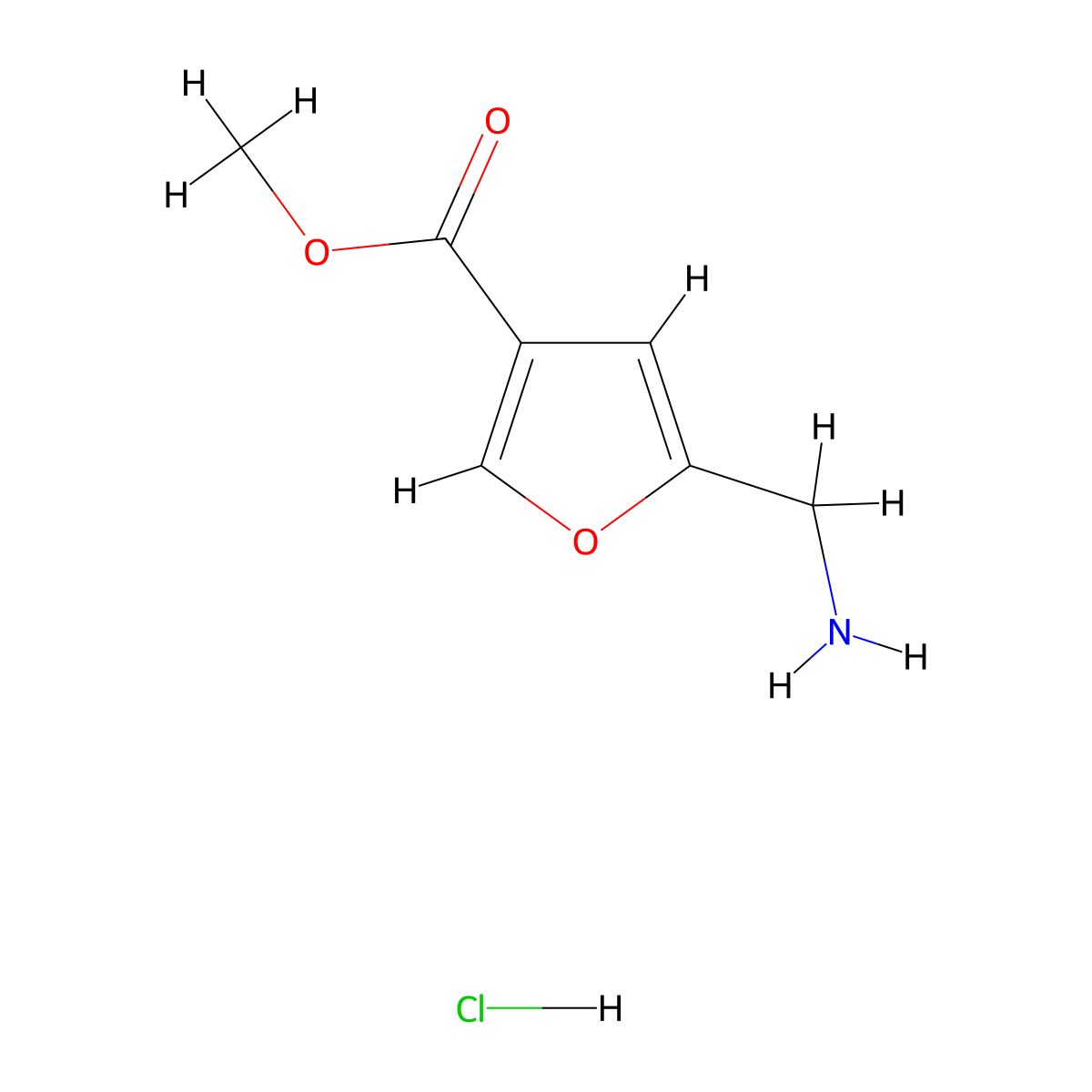 Methyl 5-(aminomethyl)furan-3-carboxylate hydrochloride molecular structure, CAS 2060042-26-2