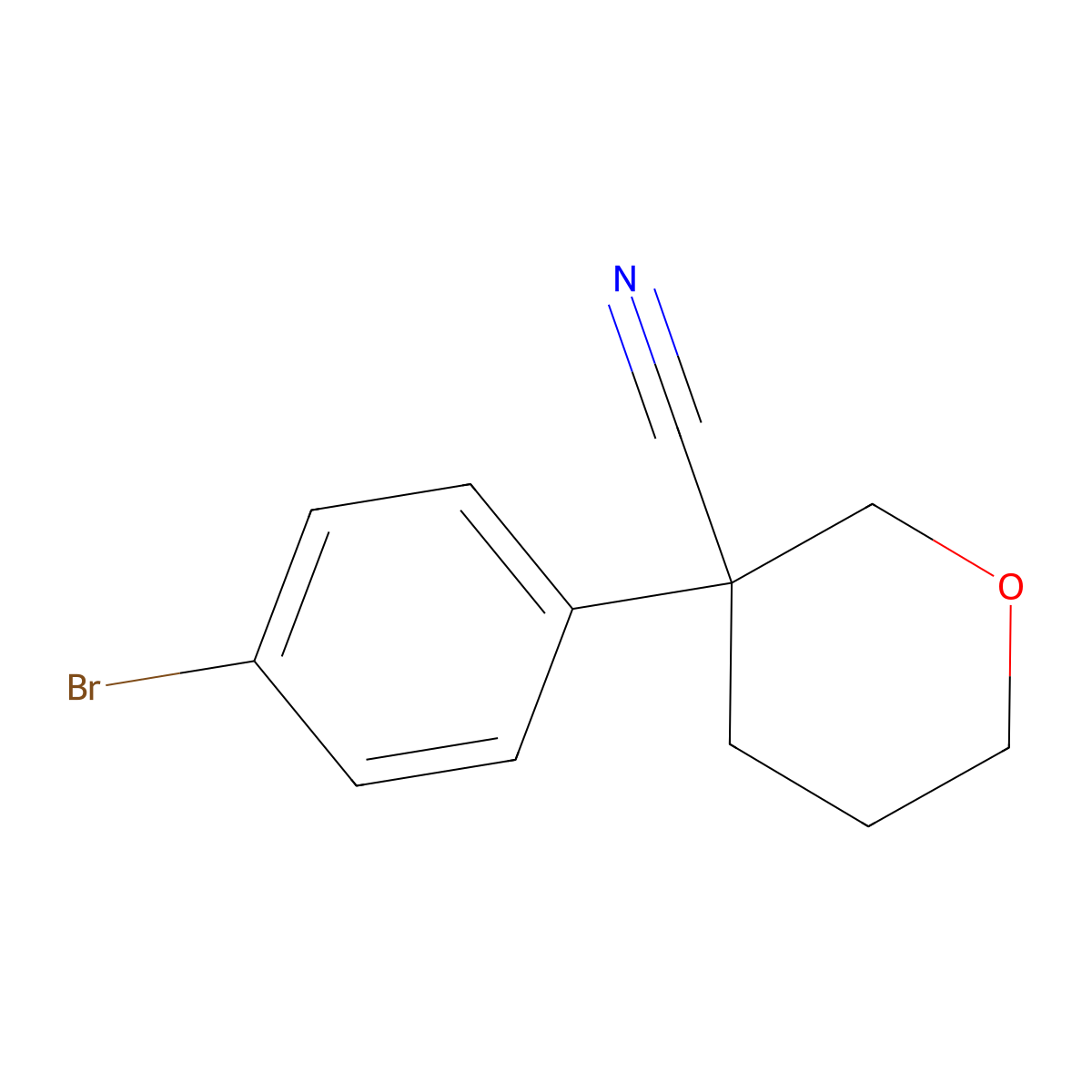 3-(4-Bromophenyl)oxane-3-carbonitrile molecular structure, CAS 2060042-32-0
