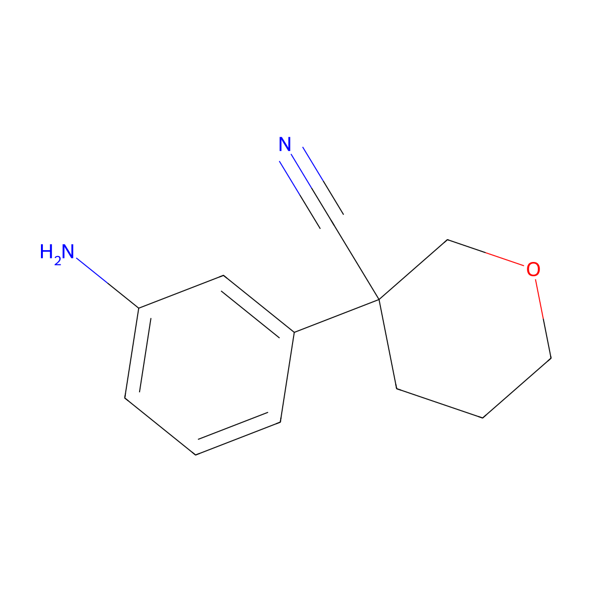 3-(3-Aminophenyl)oxane-3-carbonitrile molecular structure, CAS 2060042-35-3