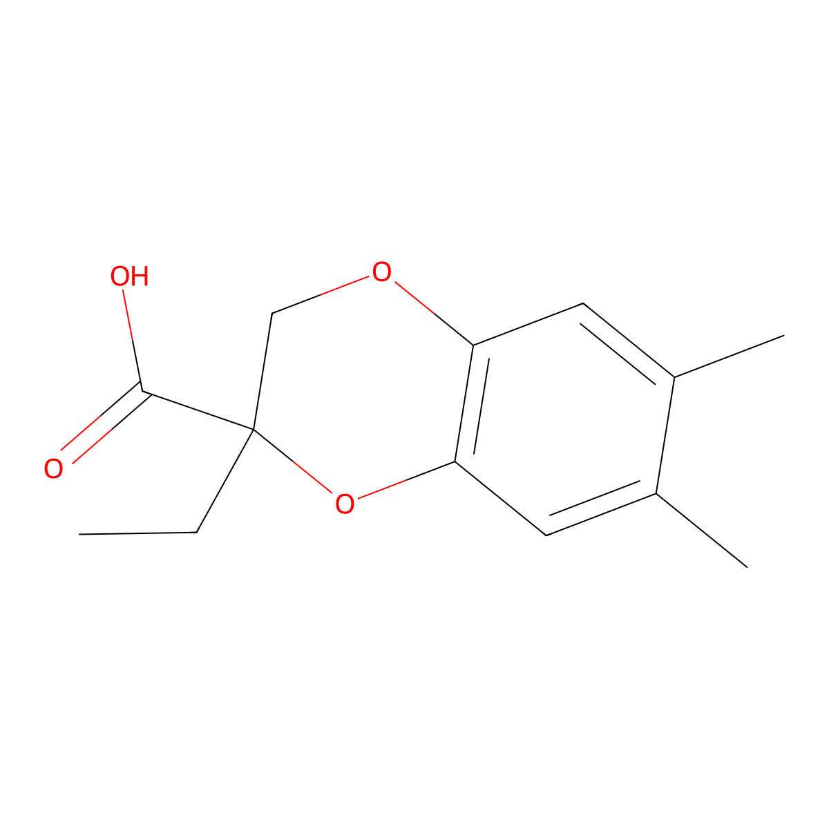 2-Ethyl-6,7-dimethyl-2,3-dihydro-1,4-benzodioxine-2-carboxylic acid molecular structure, CAS 2060042-40-0
