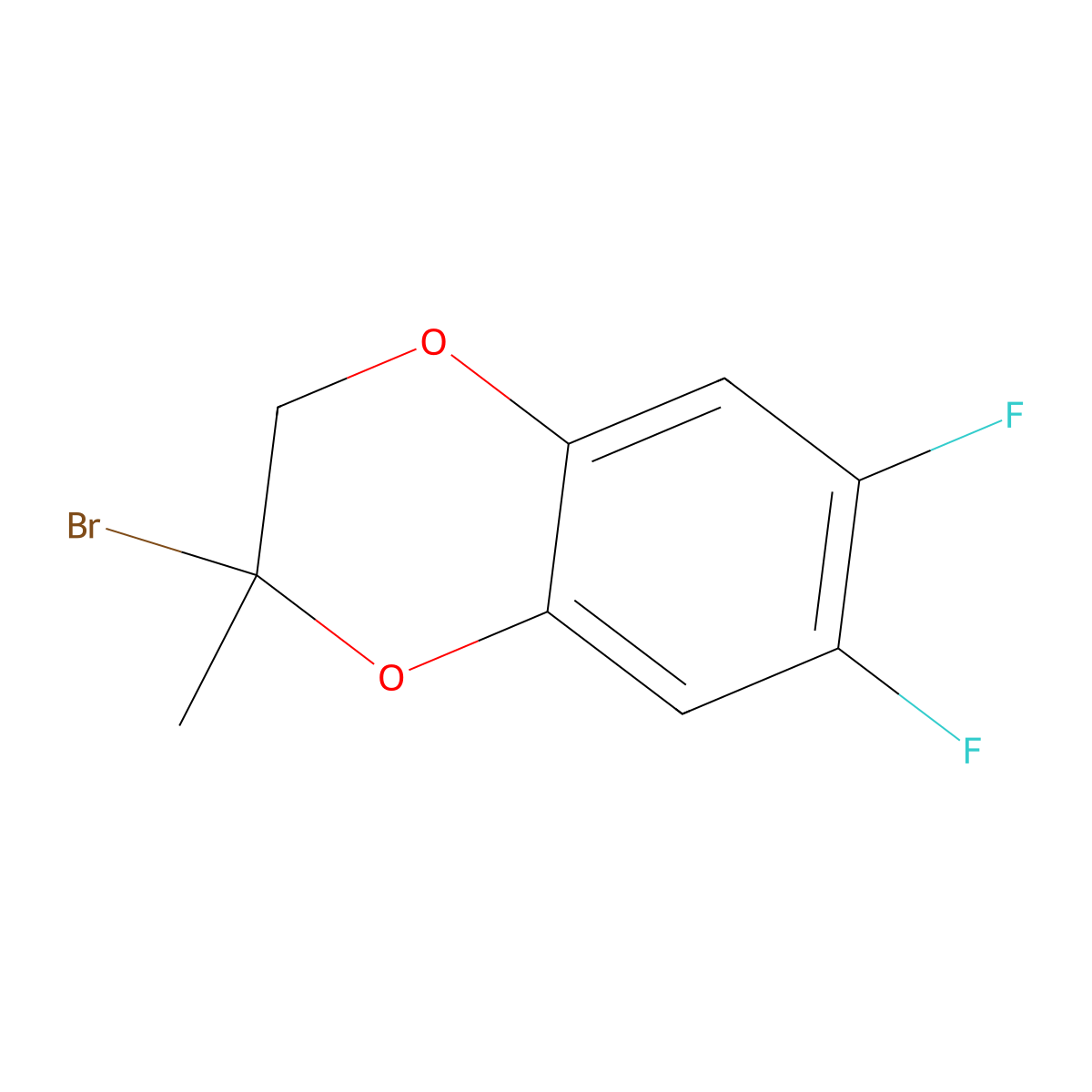 2-Bromo-6,7-difluoro-2-methyl-2,3-dihydro-1,4-benzodioxine molecular structure, CAS 2060042-47-7