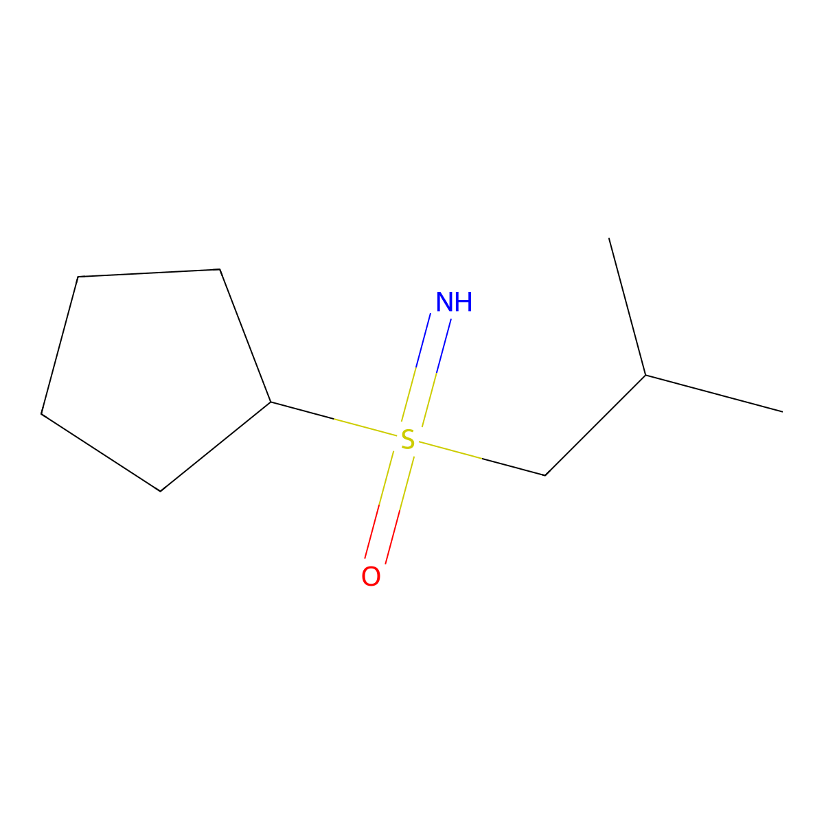 Cyclopentyl(imino)(2-methylpropyl)-lambda6-sulfanone molecular structure, CAS 2060042-49-9