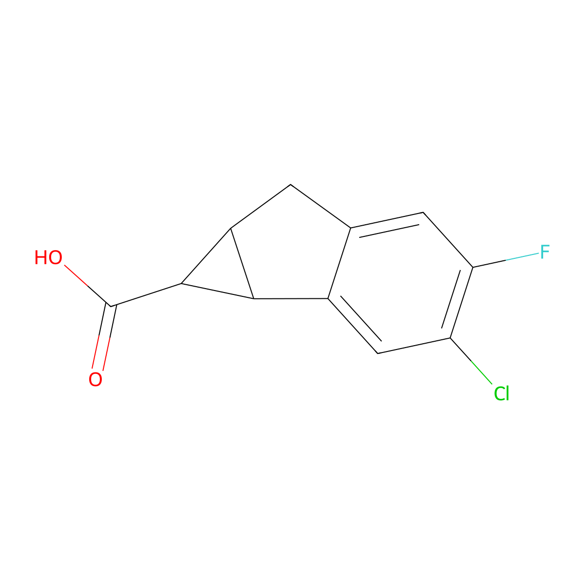 3-Chloro-4-fluoro-1H,1aH,6H,6aH-cyclopropa[a]indene-1-carboxylic acid molecular structure, CAS 2060042-58-0