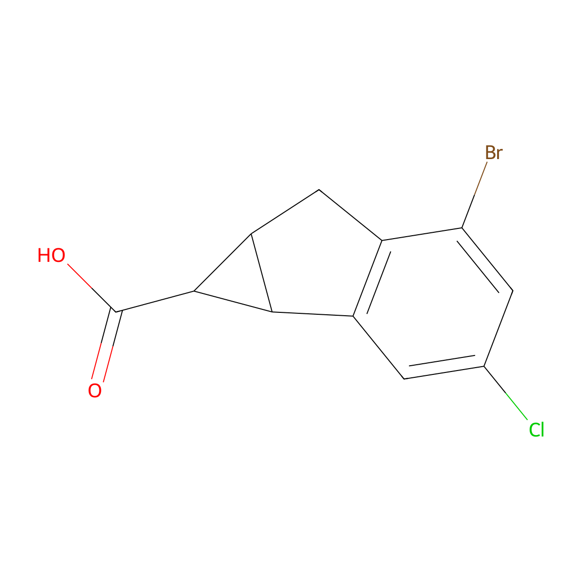 5-Bromo-3-chloro-1H,1aH,6H,6aH-cyclopropa[a]indene-1-carboxylic acid molecular structure, CAS 2060042-64-8
