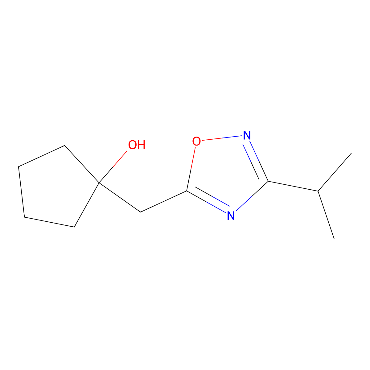 1-{[3-(Propan-2-yl)-1,2,4-oxadiazol-5-yl]methyl}cyclopentan-1-ol molecular structure, CAS 2060042-81-9