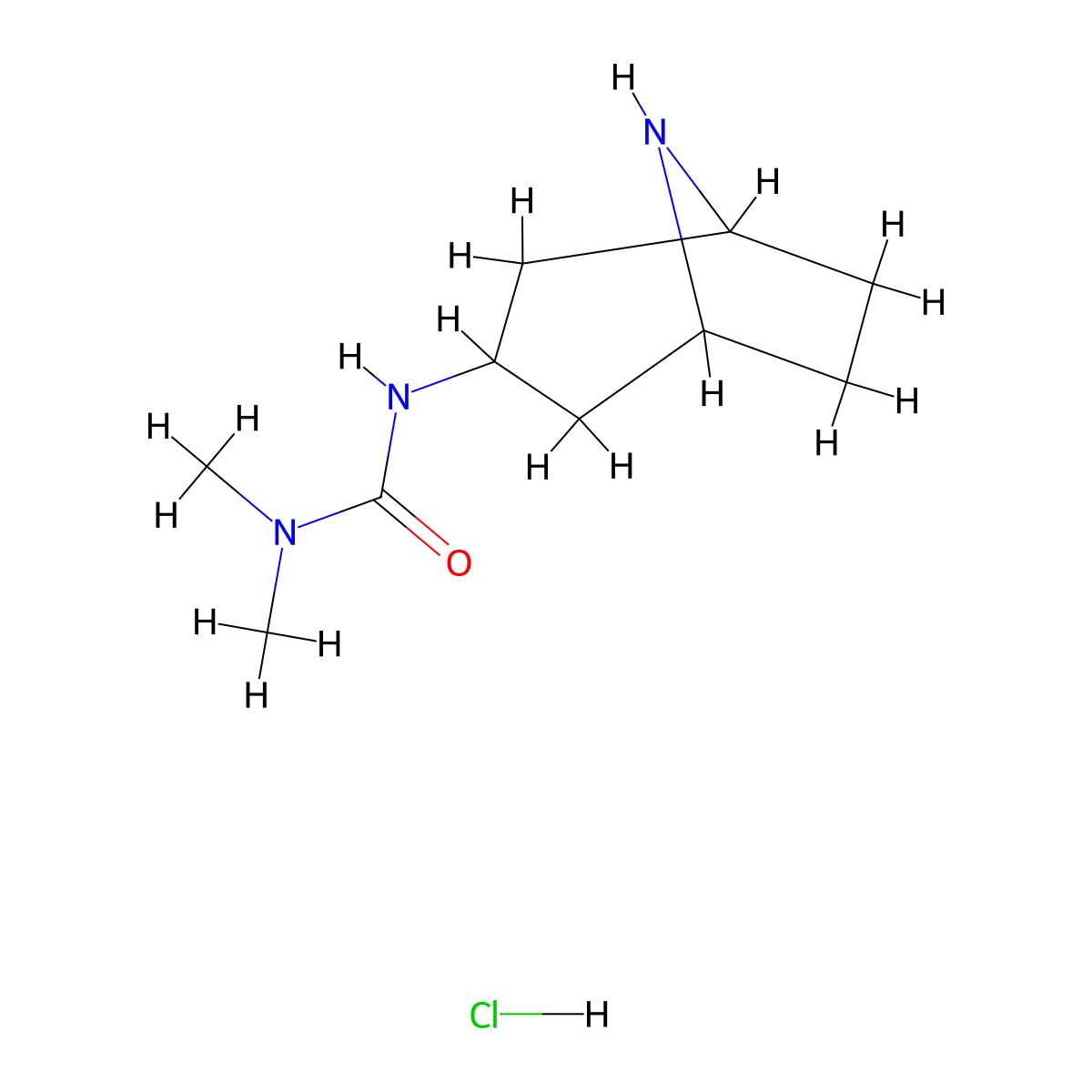 1-{8-Azabicyclo[3.2.1]octan-3-yl}-3,3-dimethylurea hydrochloride molecular structure, CAS 2060042-85-3