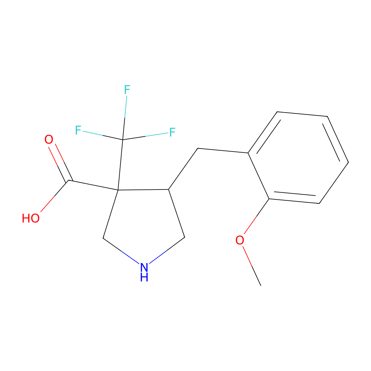 4-[(2-Methoxyphenyl)methyl]-3-(trifluoromethyl)pyrrolidine-3-carboxylic acid molecular structure, CAS 2060042-88-6