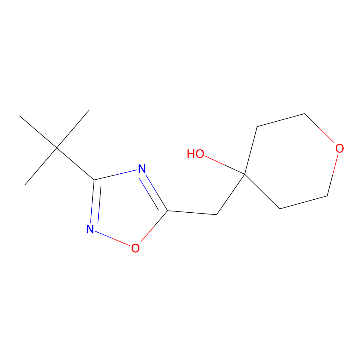 4-[(3-tert-Butyl-1,2,4-oxadiazol-5-yl)methyl]oxan-4-ol molecular structure, CAS 2060042-90-0