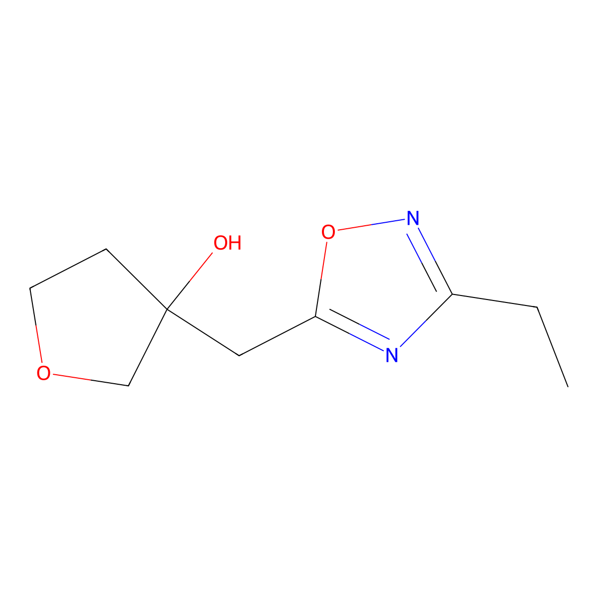 3-[(3-Ethyl-1,2,4-oxadiazol-5-yl)methyl]oxolan-3-ol molecular structure, CAS 2060042-96-6