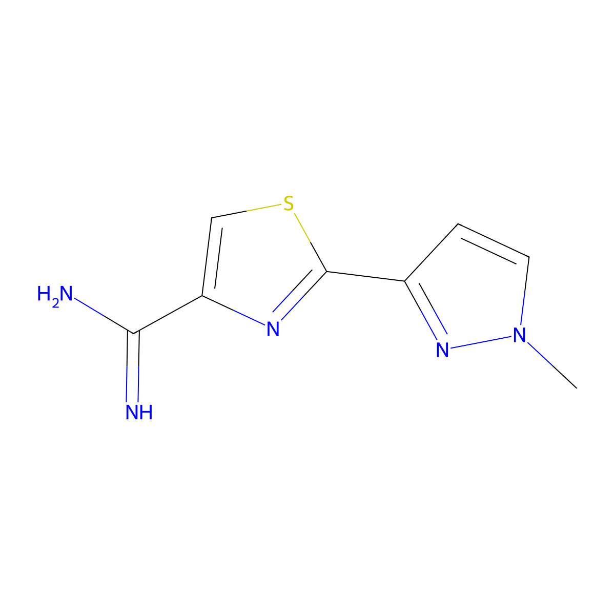 2-(1-Methyl-1H-pyrazol-3-yl)-1,3-thiazole-4-carboximidamide molecular structure, CAS 2060042-97-7