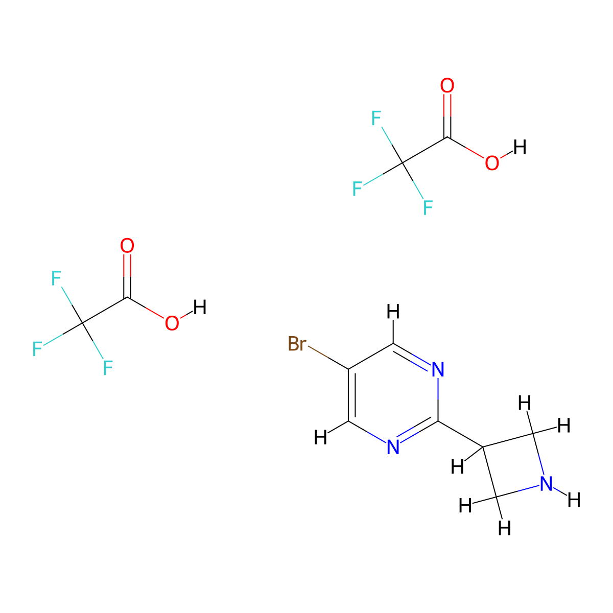2-(Azetidin-3-yl)-5-bromopyrimidine; bis(trifluoroacetic acid) molecular structure, CAS 2060043-00-5