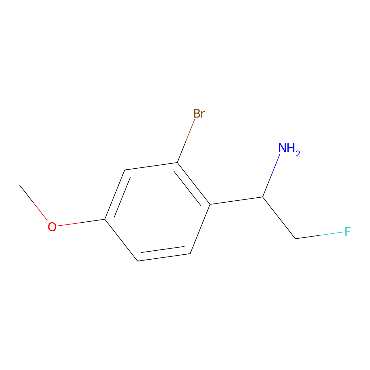 1-(2-Bromo-4-methoxyphenyl)-2-fluoroethan-1-amine molecular structure, CAS 2060043-05-0