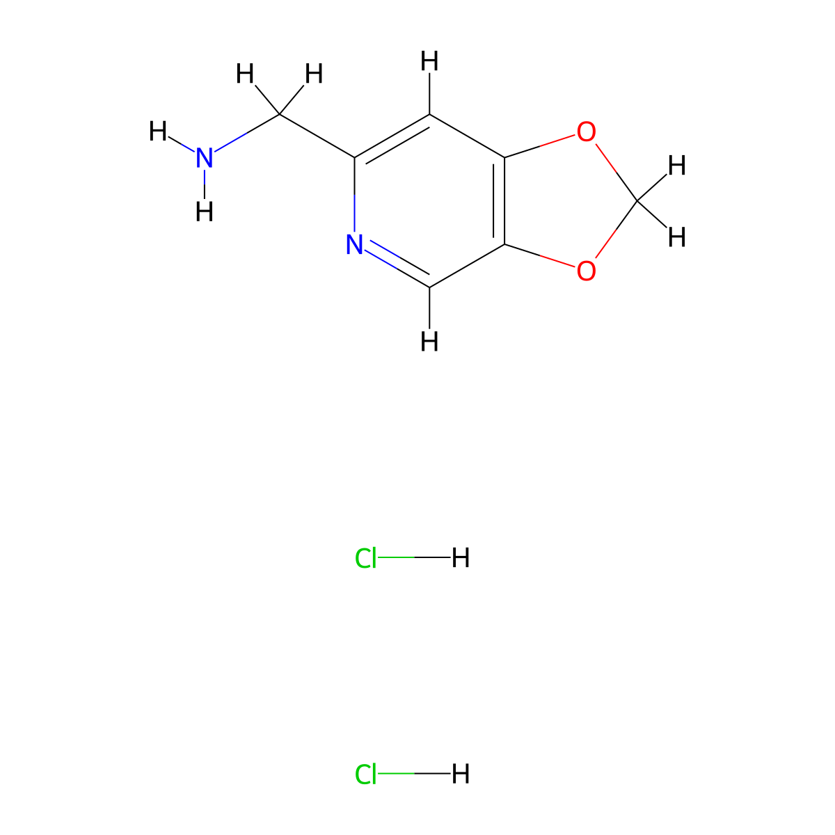 (2H-(1,3)dioxolo(4,5-c)pyridin-6-yl)methanamine dihydrochloride molecular structure, CAS 2060043-14-1
