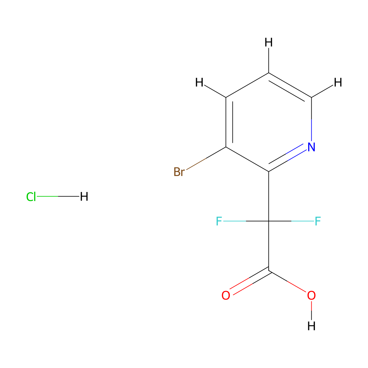 2-(3-Bromopyridin-2-yl)-2,2-difluoroacetic acid hydrochloride molecular structure, CAS 2060043-22-1