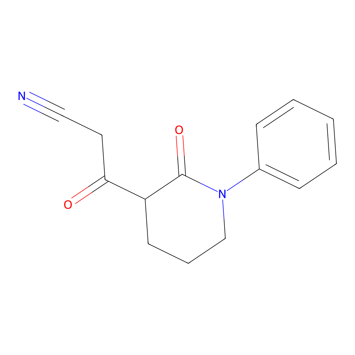 3-Oxo-3-(2-oxo-1-phenylpiperidin-3-yl)propanenitrile molecular structure, CAS 2060043-24-3