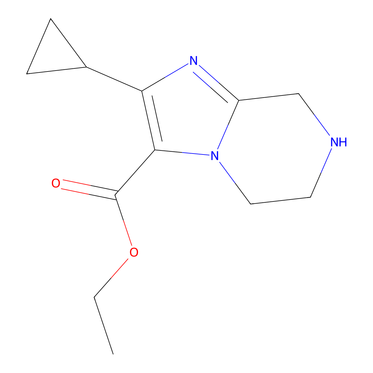 Ethyl 2-cyclopropyl-5H,6H,7H,8H-imidazo[1,2-a]pyrazine-3-carboxylate molecular structure, CAS 2060043-25-4
