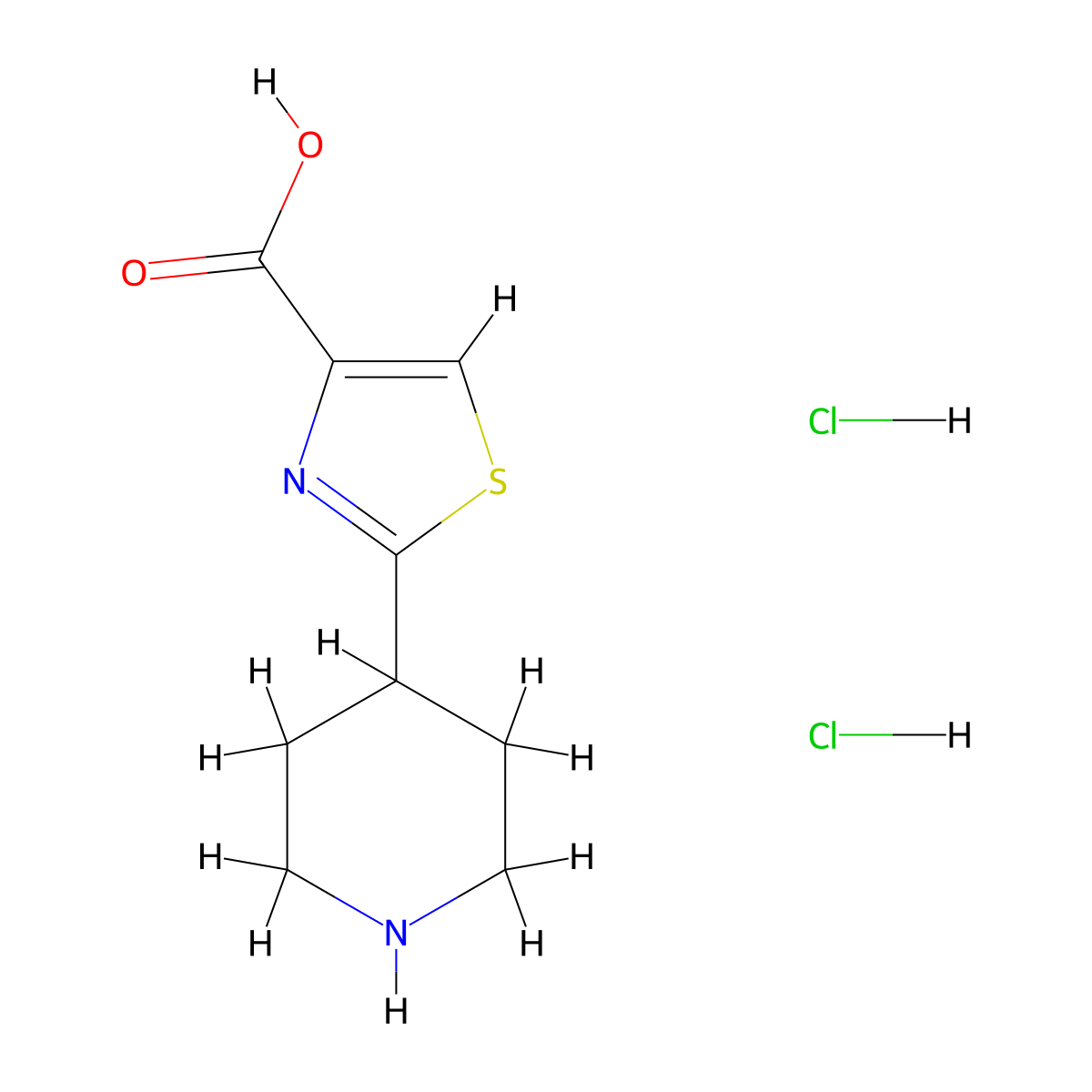 2-(Piperidin-4-yl)-1,3-thiazole-4-carboxylic acid dihydrochloride molecular structure, CAS 2060043-29-8