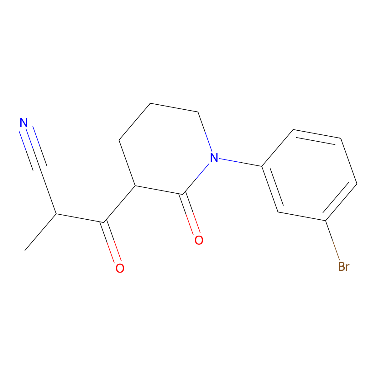 3-[1-(3-Bromophenyl)-2-oxopiperidin-3-yl]-2-methyl-3-oxopropanenitrile molecular structure, CAS 2060043-34-5