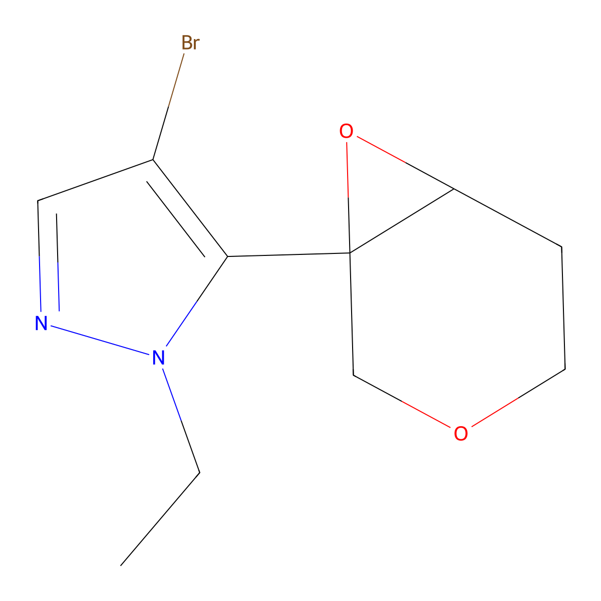 4-Bromo-5-{3,7-dioxabicyclo[4.1.0]heptan-1-yl}-1-ethyl-1H-pyrazole molecular structure, CAS 2060043-38-9