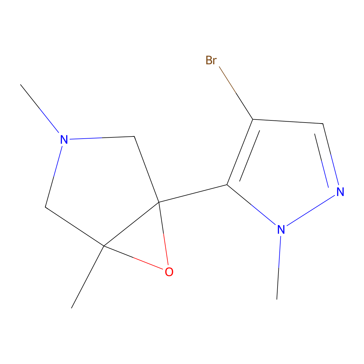 1-(4-Bromo-1-methyl-1H-pyrazol-5-yl)-3,5-dimethyl-6-oxa-3-azabicyclo[3.1.0]hexane molecular structure, CAS 2060043-50-5