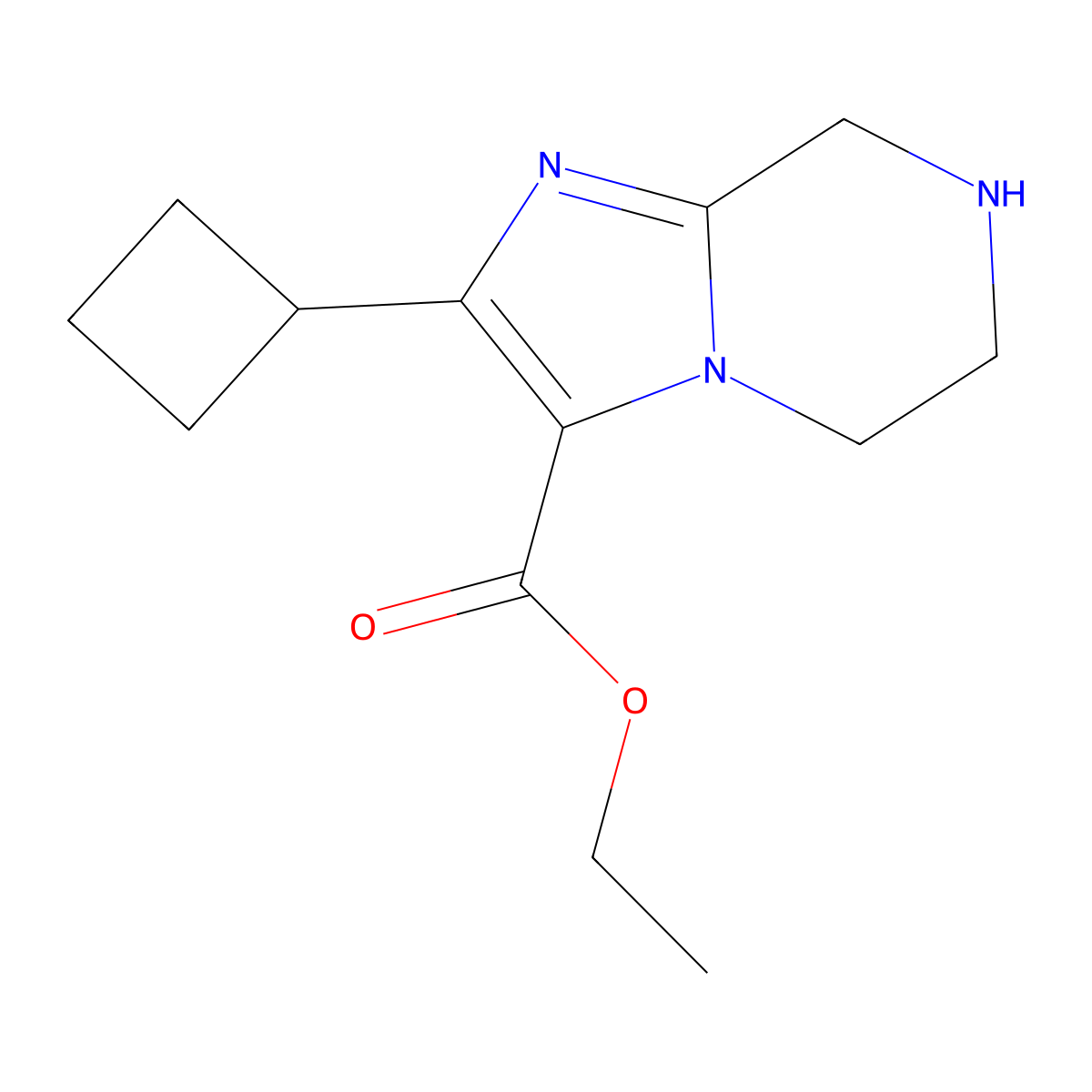 Ethyl 2-cyclobutyl-5H,6H,7H,8H-imidazo[1,2-a]pyrazine-3-carboxylate molecular structure, CAS 2060043-55-0