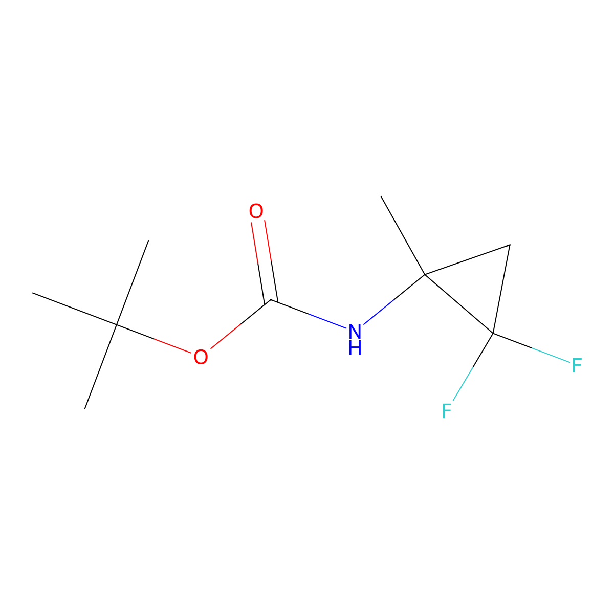 tert-Butyl N-(2,2-difluoro-1-methylcyclopropyl)carbamate molecular structure, CAS 2060043-57-2