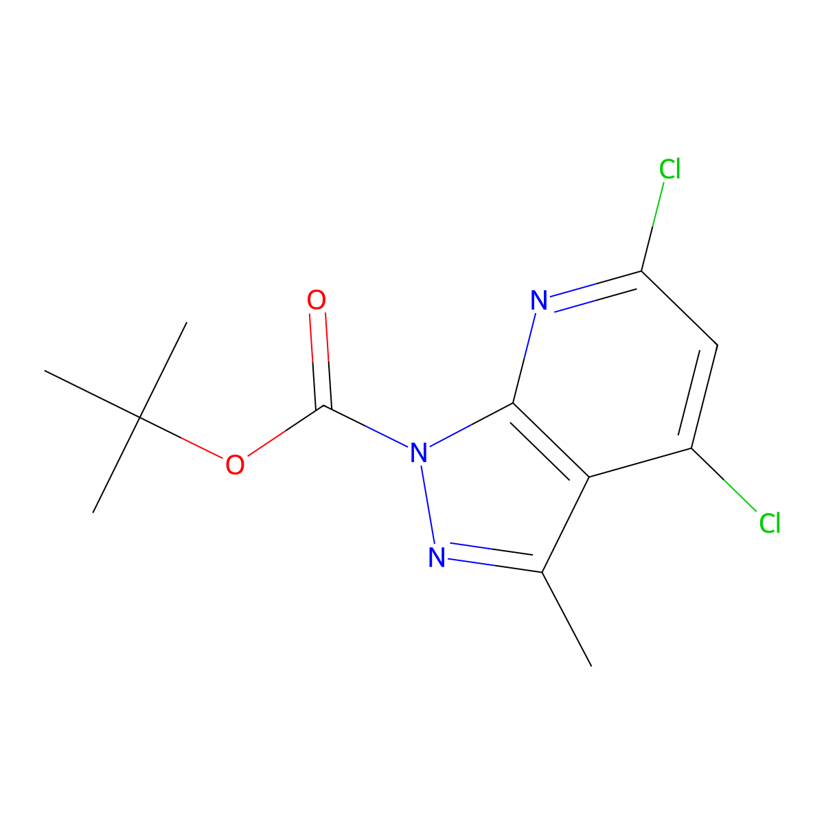tert-Butyl 4,6-dichloro-3-methyl-1H-pyrazolo[3,4-b]pyridine-1-carboxylate molecular structure, CAS 2060043-63-0