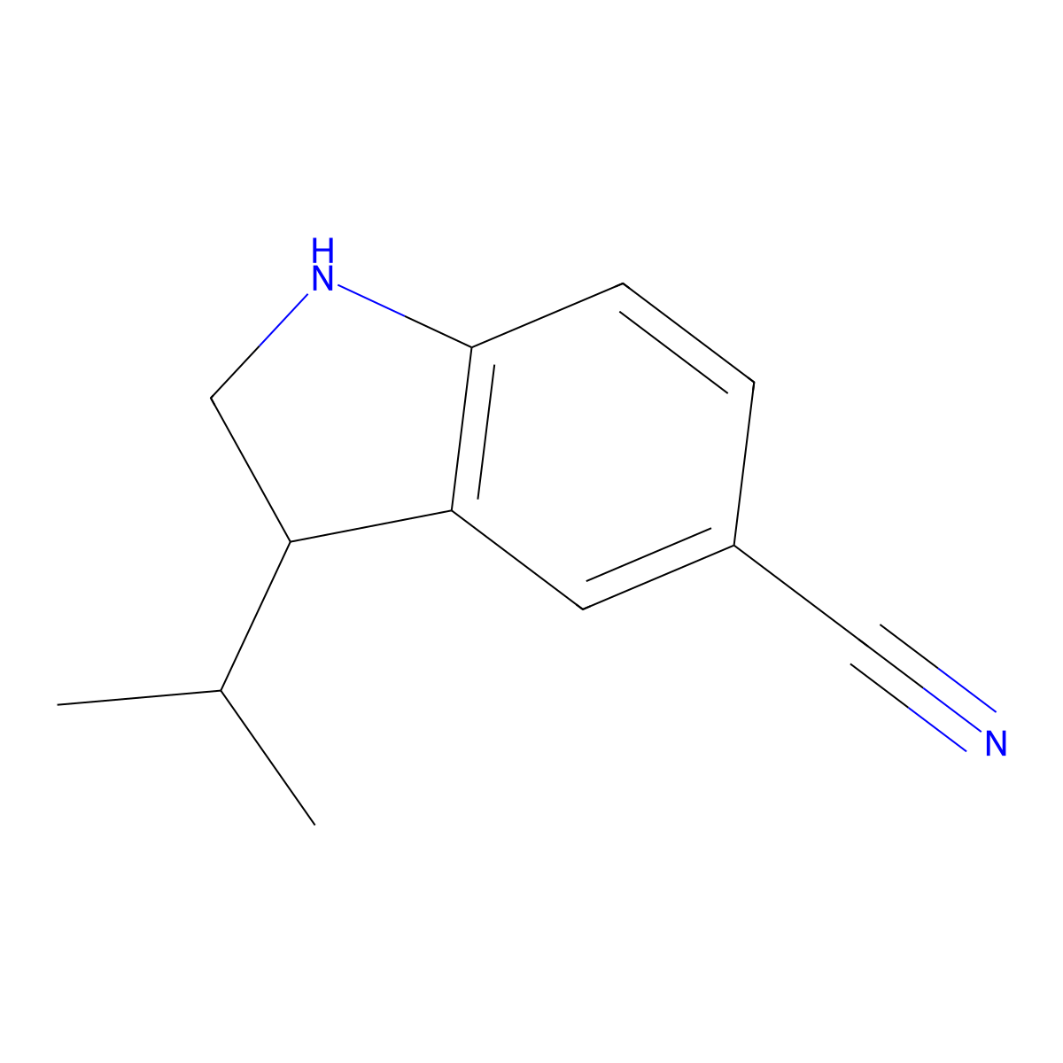 3-(Propan-2-yl)-2,3-dihydro-1H-indole-5-carbonitrile molecular structure, CAS 2060043-67-4