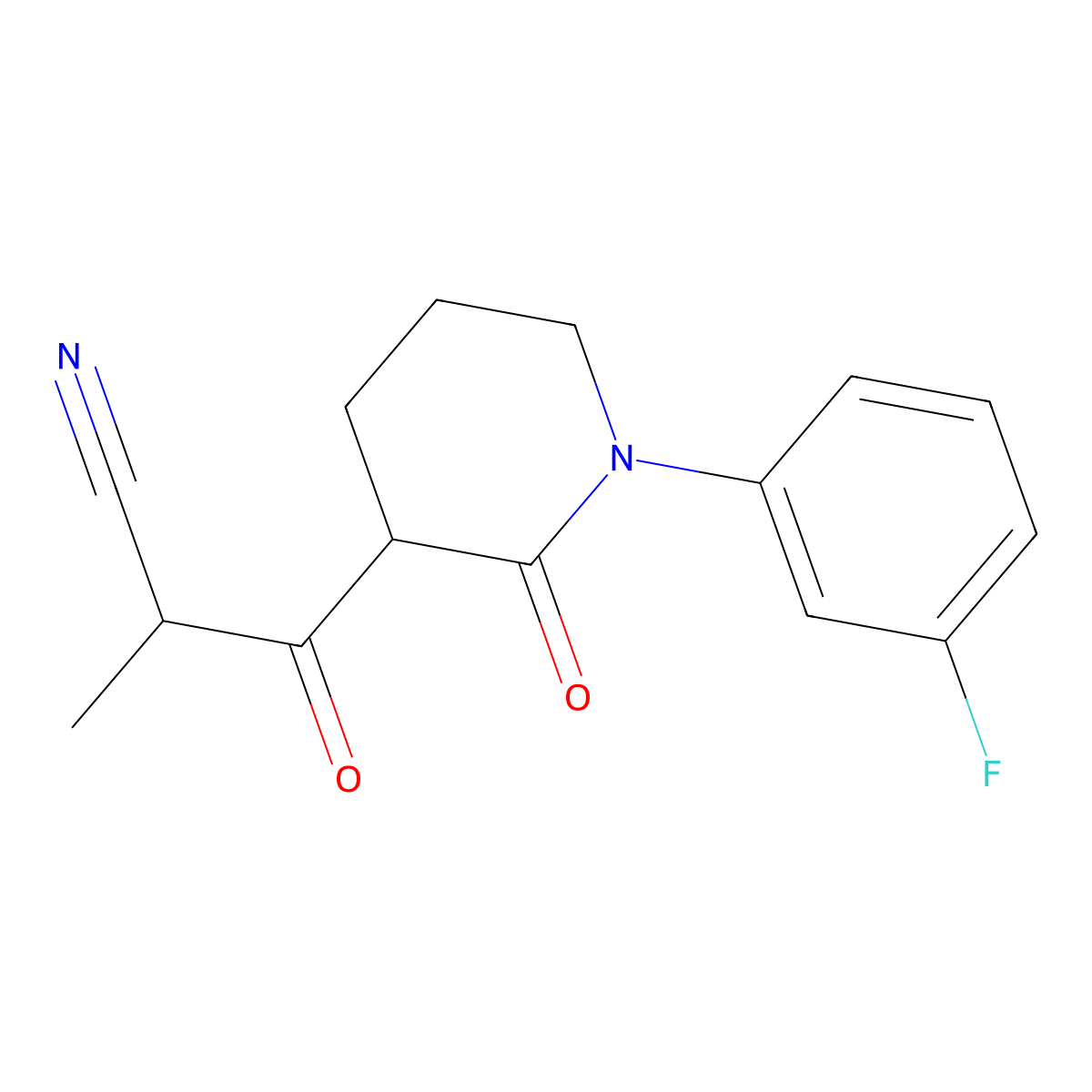 3-[1-(3-Fluorophenyl)-2-oxopiperidin-3-yl]-2-methyl-3-oxopropanenitrile molecular structure, CAS 2060043-73-2