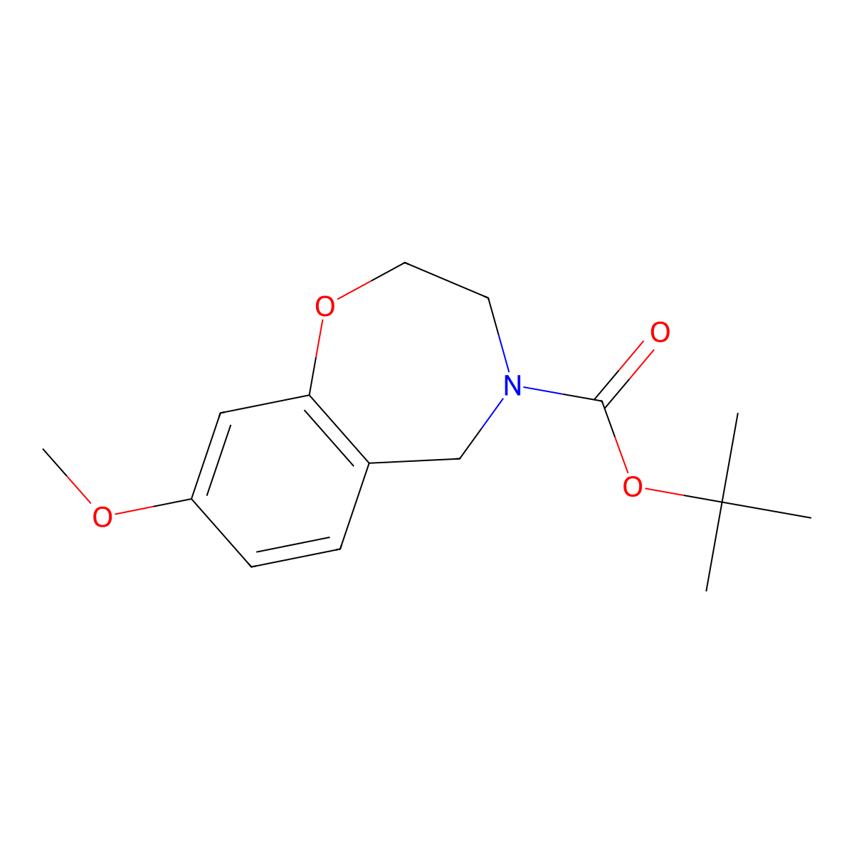 tert-Butyl 8-methoxy-2,3,4,5-tetrahydro-1,4-benzoxazepine-4-carboxylate molecular structure, CAS 2060043-74-3