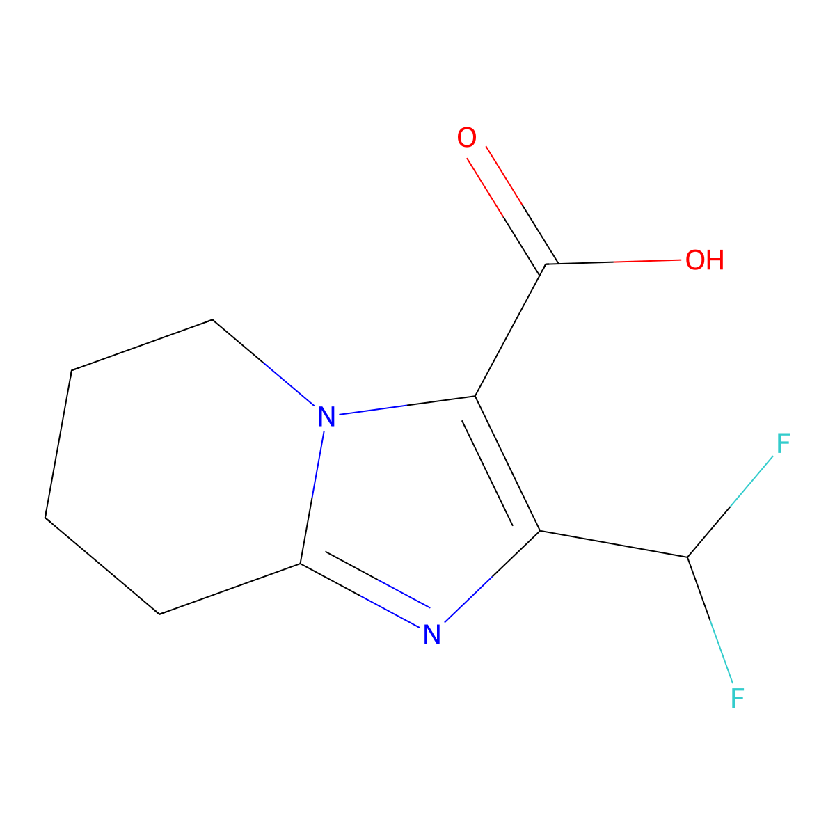 2-(difluoromethyl)-5H,6H,7H,8H-imidazo(1,2-a)pyridine-3-carboxylic acid molecular structure, CAS 2060043-79-8