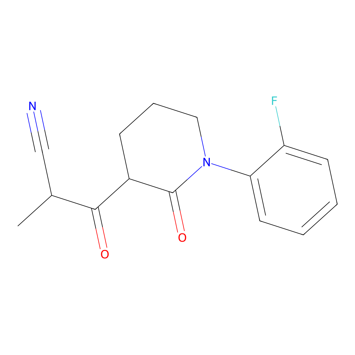 3-[1-(2-Fluorophenyl)-2-oxopiperidin-3-yl]-2-methyl-3-oxopropanenitrile molecular structure, CAS 2060043-84-5