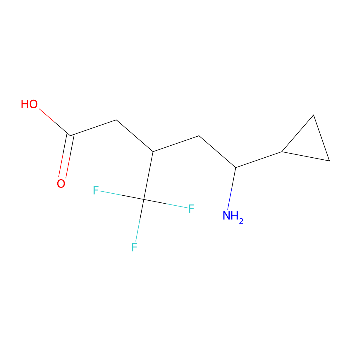 5-Amino-5-cyclopropyl-3-(trifluoromethyl)pentanoic acid molecular structure, CAS 2060043-90-3