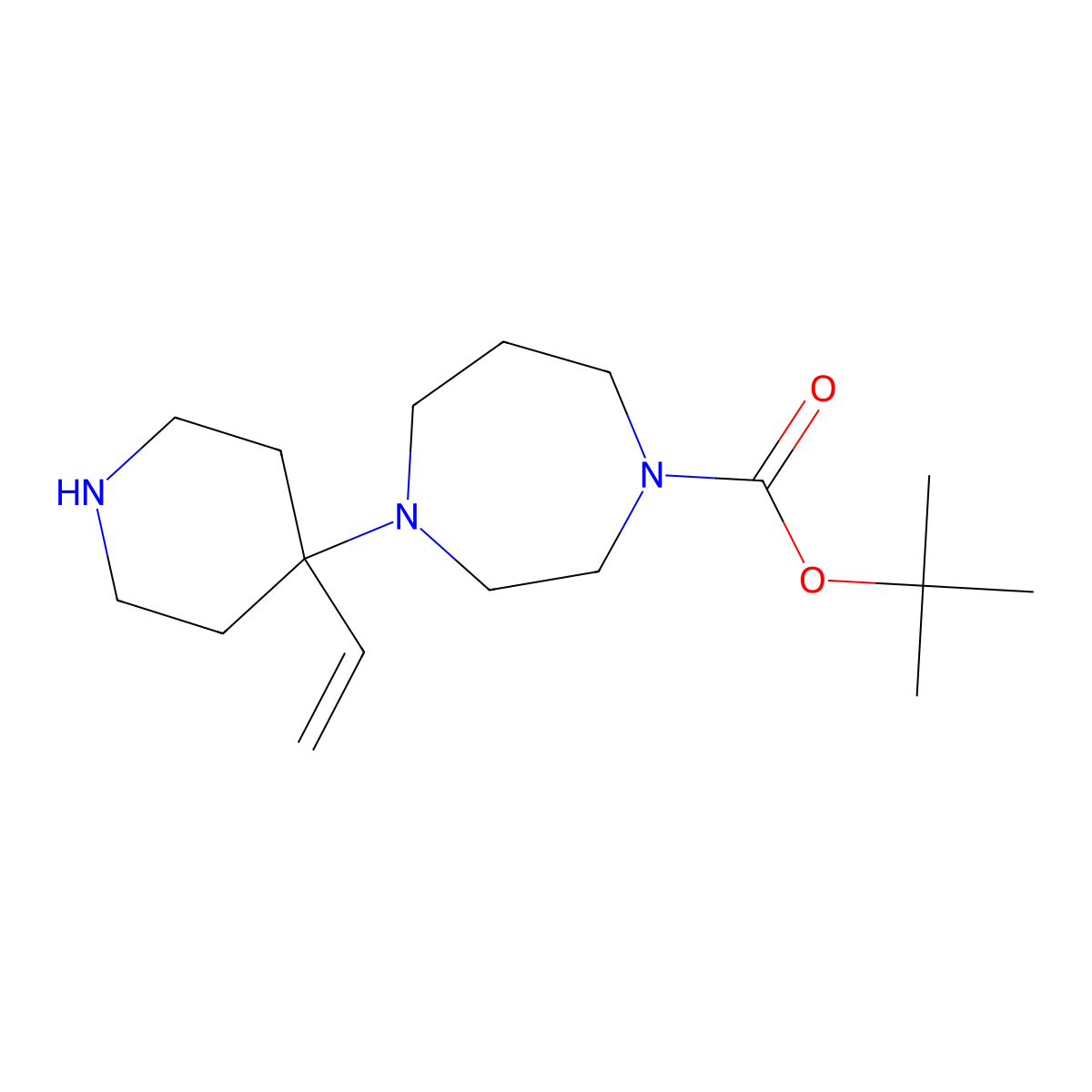 tert-Butyl 4-(4-ethenylpiperidin-4-yl)-1,4-diazepane-1-carboxylate molecular structure, CAS 2060043-91-4