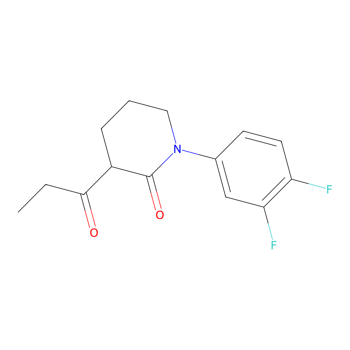 1-(3,4-Difluorophenyl)-3-propanoylpiperidin-2-one molecular structure, CAS 2060043-93-6