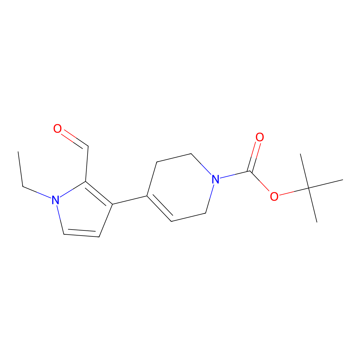 tert-Butyl 4-(1-ethyl-2-formyl-1H-pyrrol-3-yl)-1,2,3,6-tetrahydropyridine-1-carboxylate molecular structure, CAS 2060043-95-8